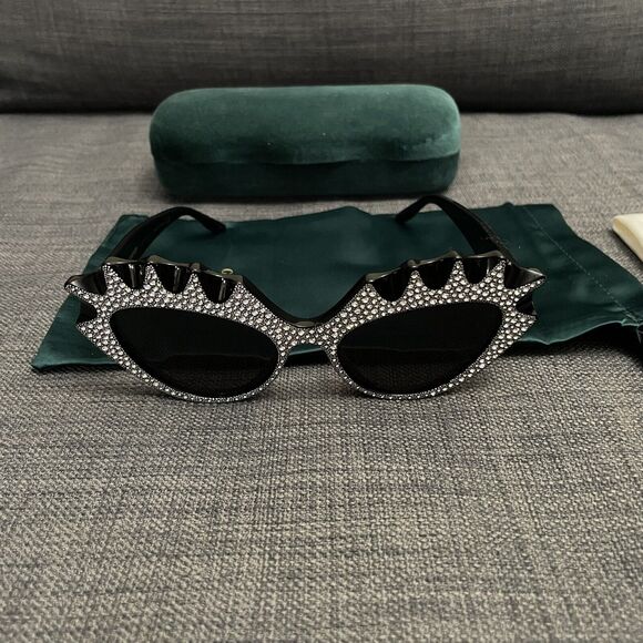 GUCCI SUNGLASSES GG0781S HOLLYWOOD FOREVER CRYSTAL CAT EYE ACETATE $1,200 main image 4
